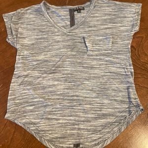 grey and white t shirt